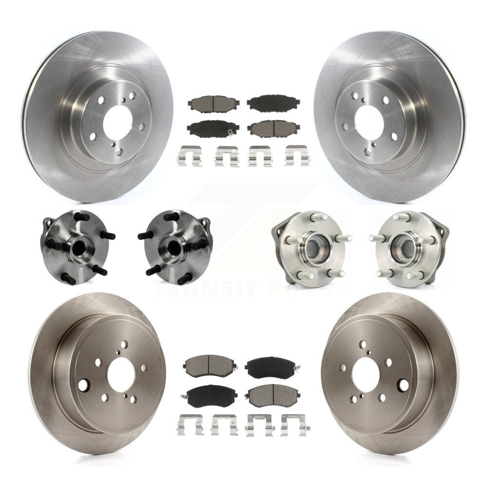 Front Rear Hub Bearings Disc Brake Rotors And Ceramic Pads Kit (10Pc) For Subaru Impreza KBB-126776