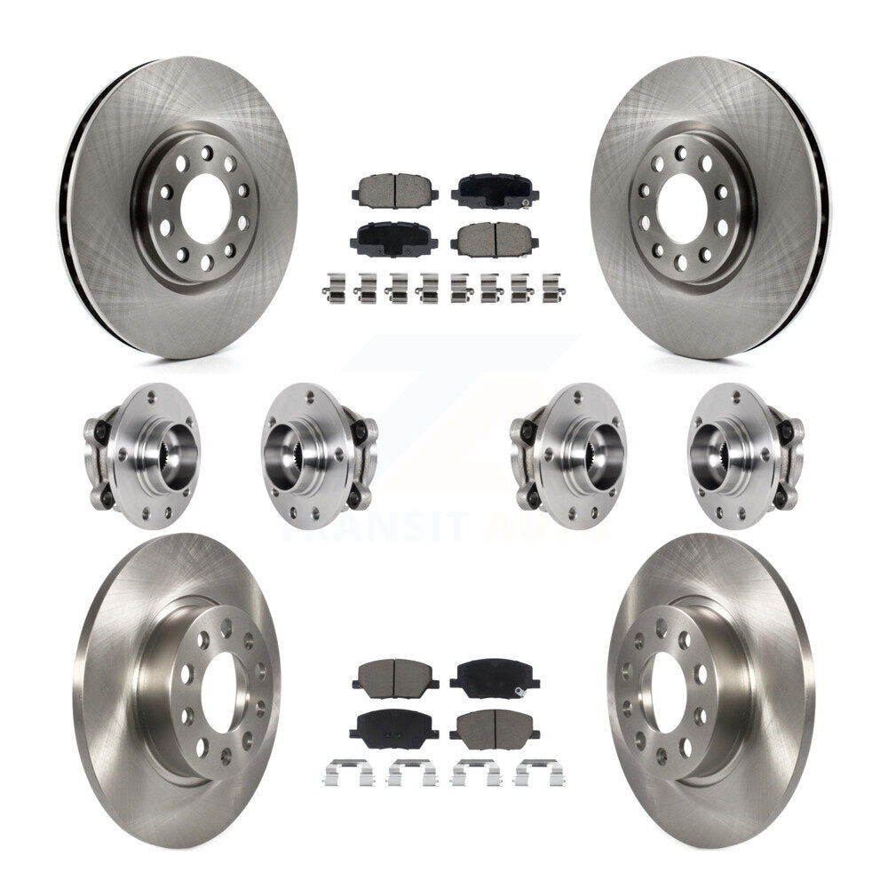 Front Rear Hub Bearing Disc Brake Rotors And Ceramic Pads Kit (10Pc) For Jeep Compass AWD KBB-126782