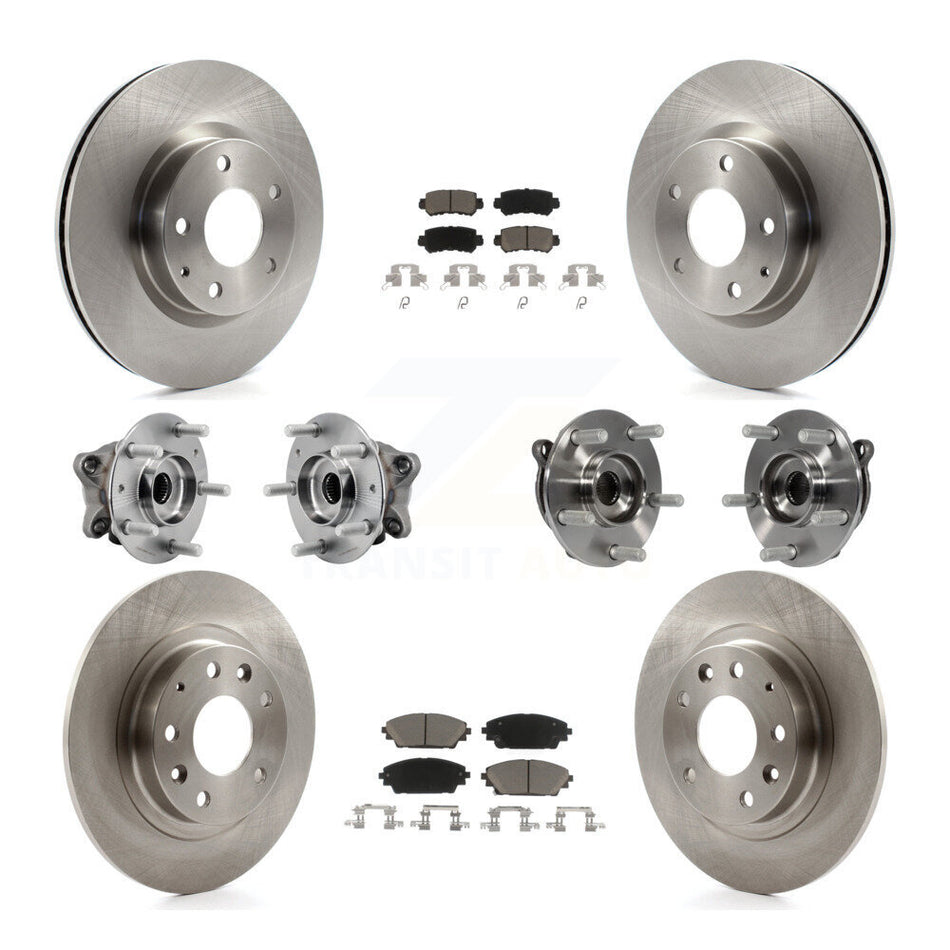 Front Rear Hub Bearing Disc Brake Rotors And Pads Kit (10Pc) For 2016-2018 Mazda CX-3 AWD KBB-126784
