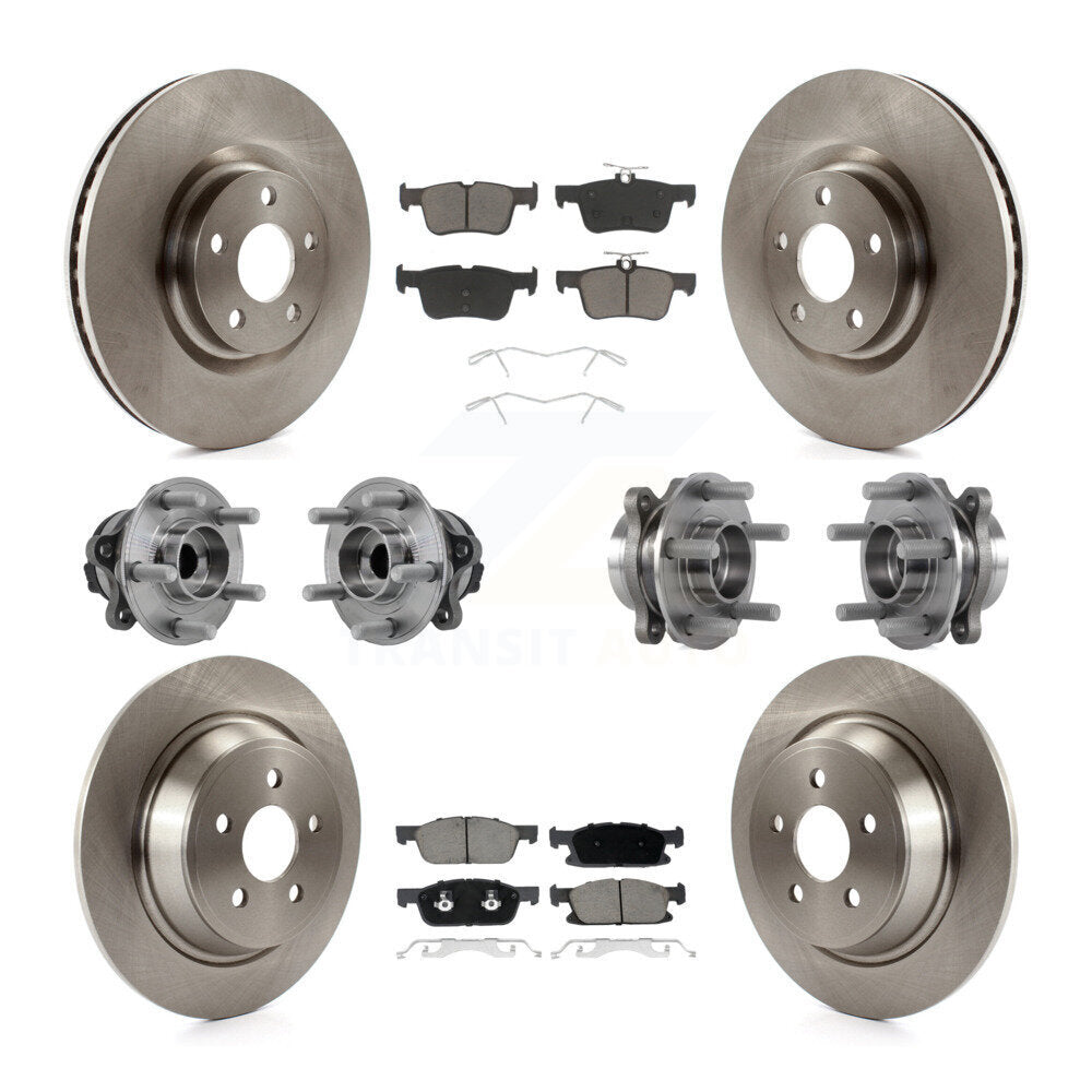 Front Rear Hub Bearings Disc Brake Rotors And Pads Kit (10Pc) For Lincoln Continental FWD KBB-126790