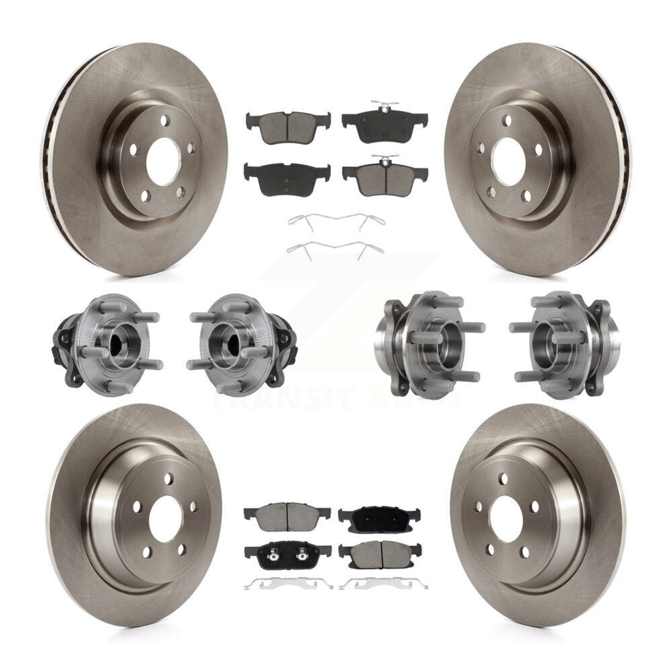 Front Rear Hub Bearings Disc Brake Rotors And Pads Kit (10Pc) For Lincoln Continental FWD KBB-126790