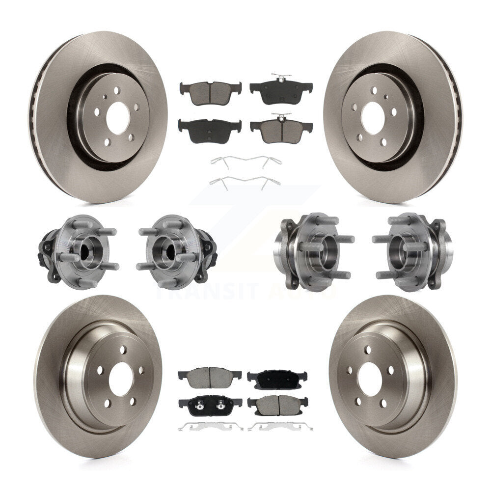 Front Rear Hub Bearings Disc Brake Rotors And Pads Kit (10Pc) For Lincoln Continental FWD KBB-126791