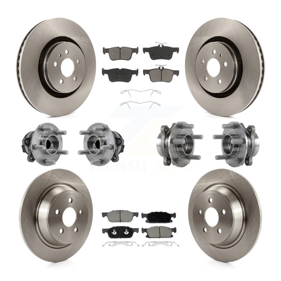 Front Rear Hub Bearings Disc Brake Rotors And Pads Kit (10Pc) For Lincoln Continental FWD KBB-126791