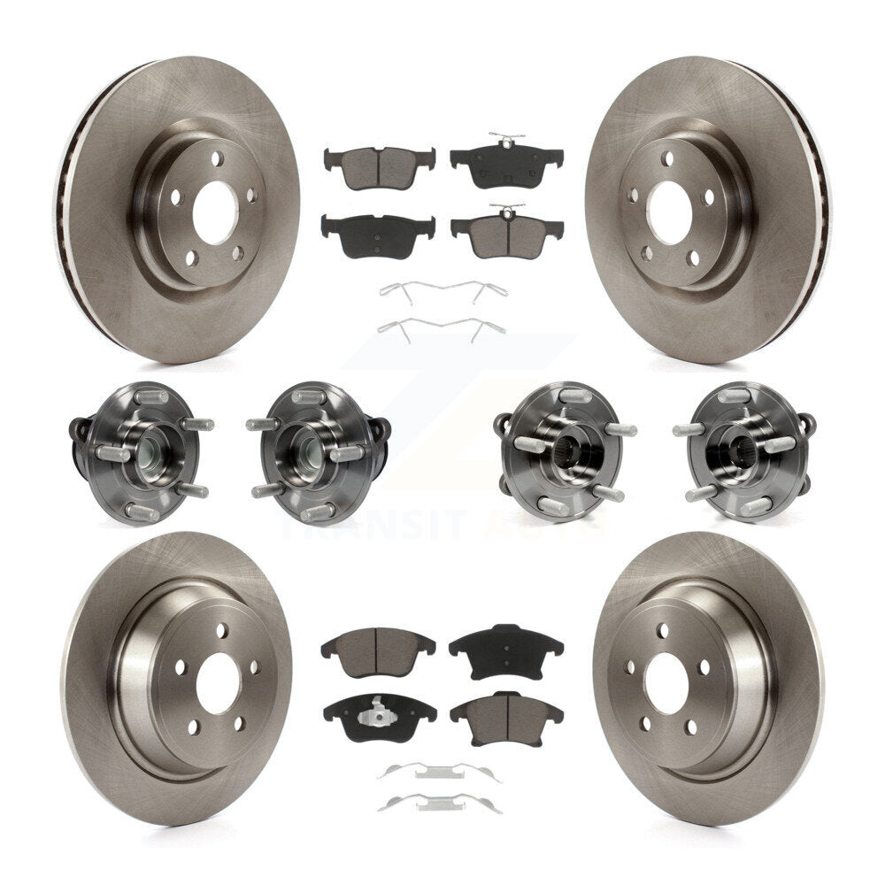 Front Rear Hub Bearing Brake Rotor & Pad Kit (10Pc) For 2019-2020 Ford SSV Plug-In Hybrid KBB-126793