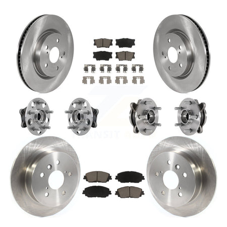 Front Rear Hub Bearings Disc Brake Rotors And Ceramic Pads Kit (10Pc) For Toyota Camry KBB-126798