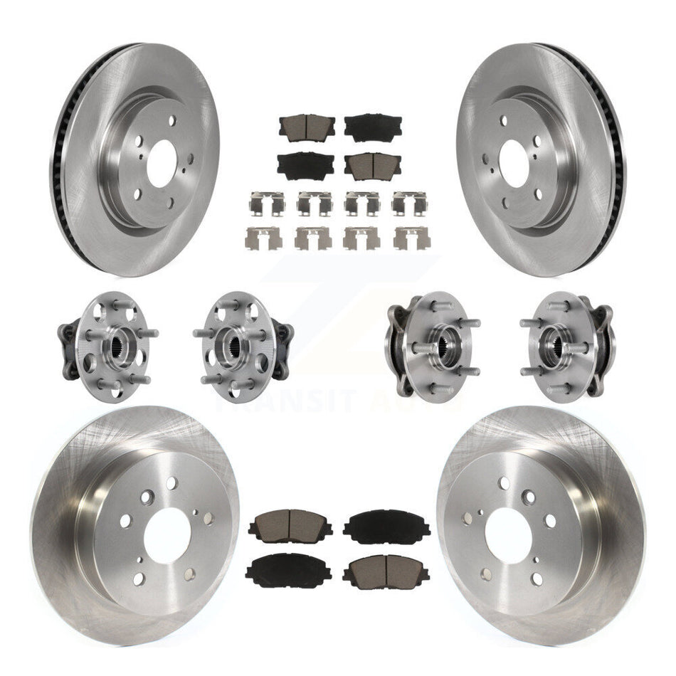 Front Rear Hub Bearings Disc Brake Rotors And Ceramic Pads Kit (10Pc) For Toyota Camry KBB-126798