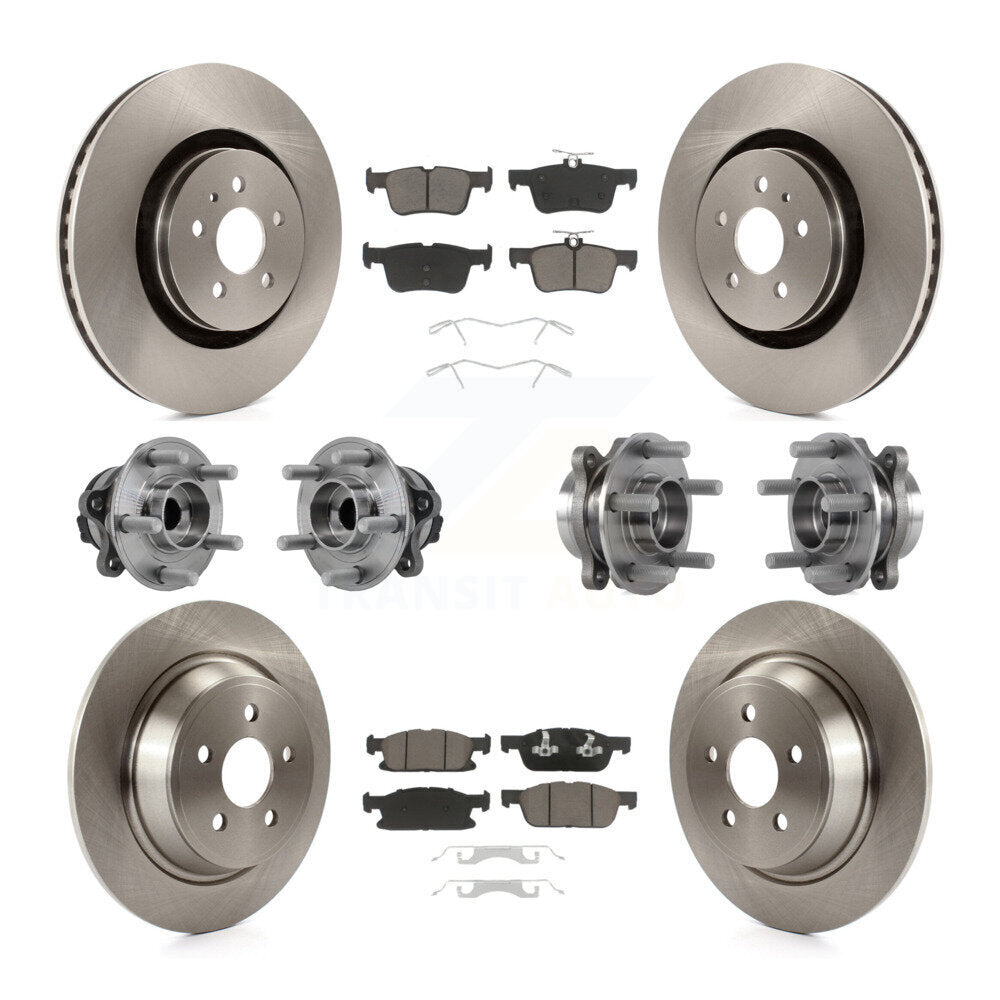 Front Rear Hub Bearing Brake Rotor Pads Kit (10Pc) For Ford Edge Lincoln Nautilus MKX FWD KBB-126805