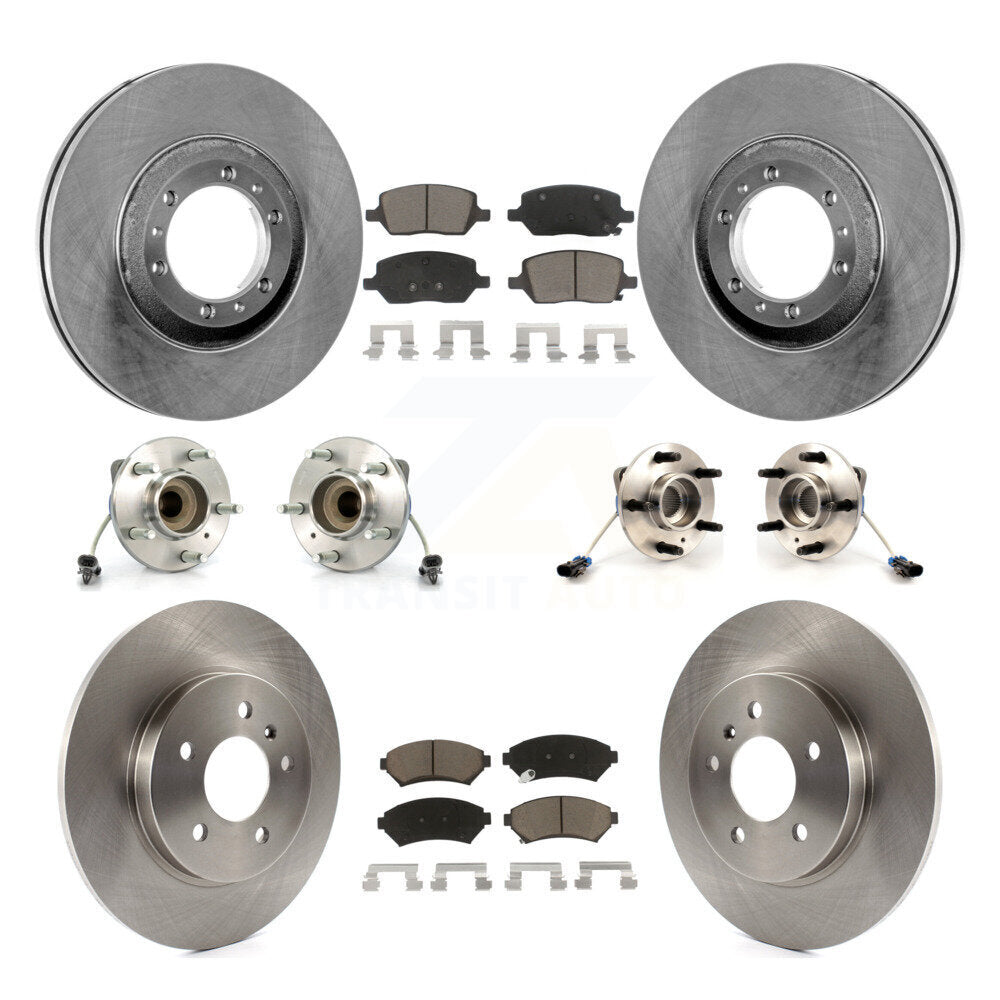 Front Rear Hub Bearing Brake Rotor Pads Kit (10Pc) For 2005 Pontiac Montana 3 Hole Flange KBB-126809