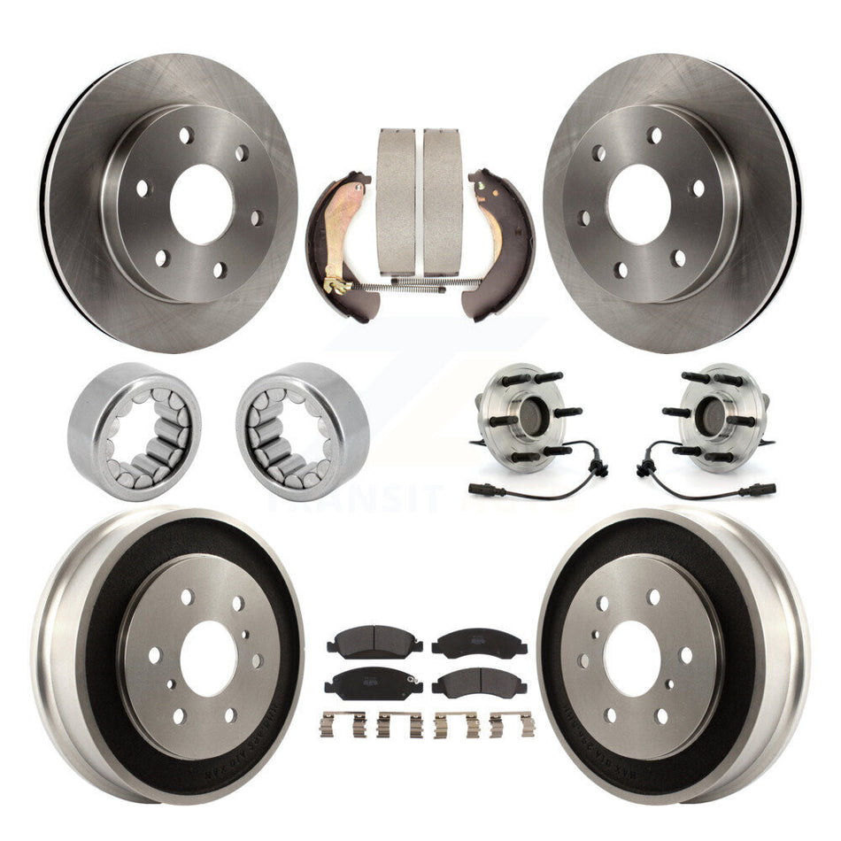 Front Rear Hub Bearings Disc Brake Rotors And Pads Shoes Kit (10Pc) For GMC Sierra 1500 KBB-126815