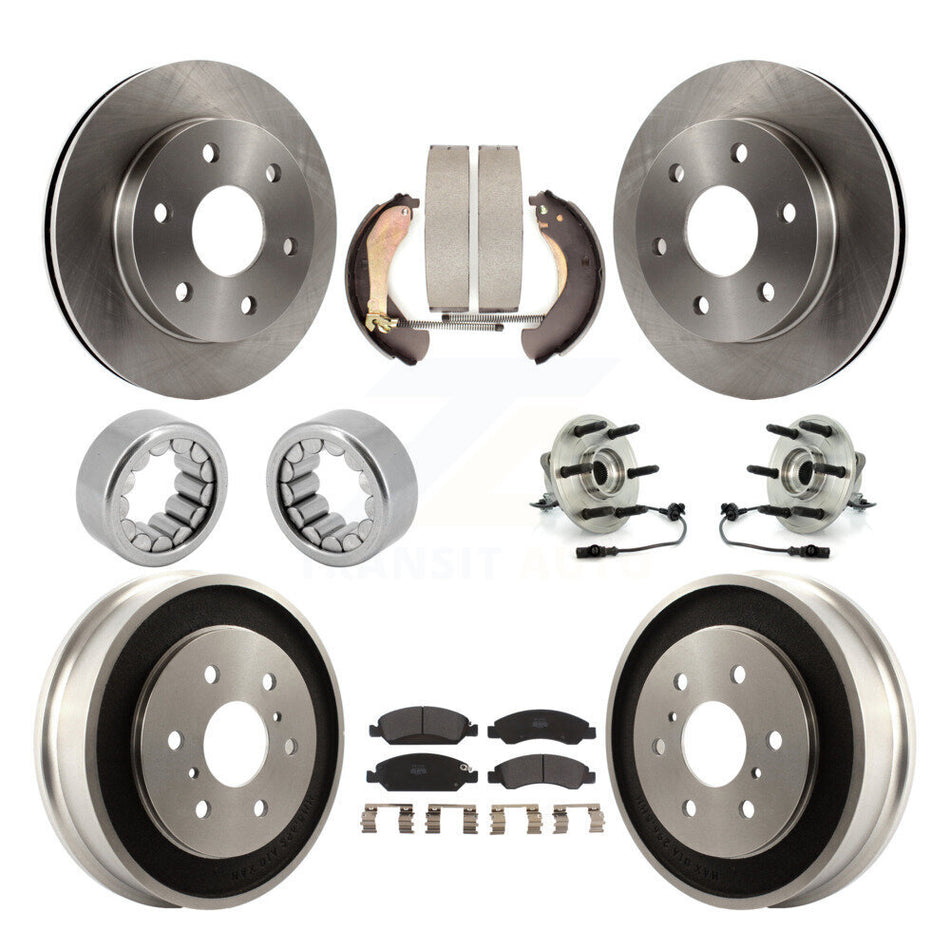 Front Rear Hub Bearings Disc Brake Rotors And Pads Shoes Kit (10Pc) For GMC Sierra 1500 KBB-126816
