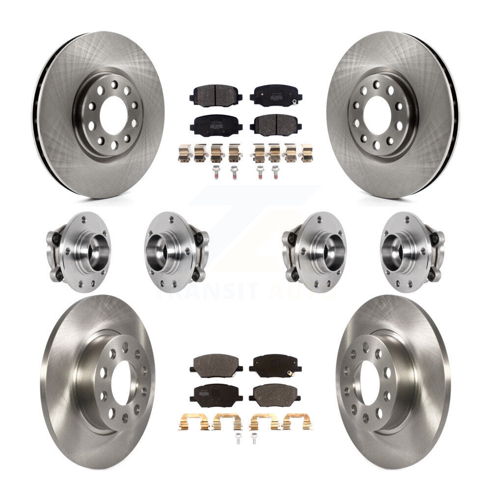 Front Rear Hub Bearings Disc Brake Rotors And Pads Kit (10Pc) For Jeep Renegade Fiat 500X KBB-126822