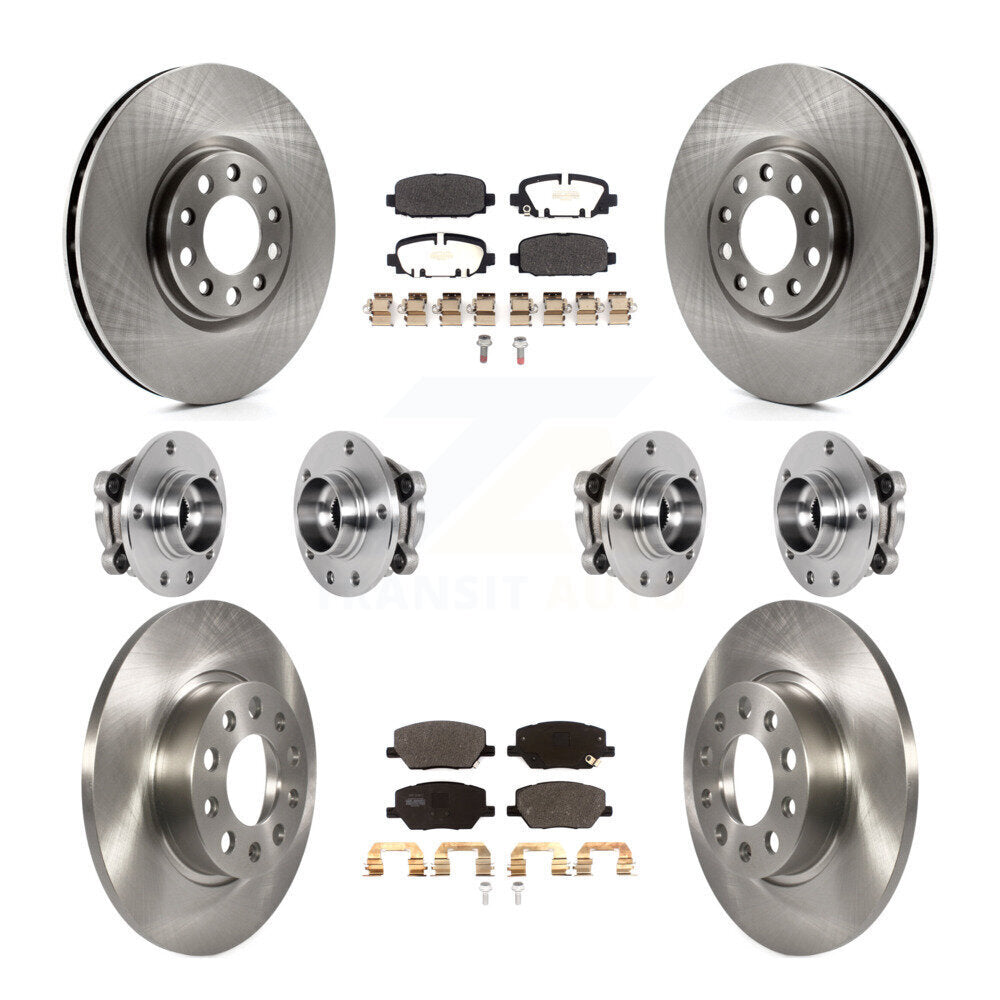 Front Rear Hub Bearing Assembly Disc Brake Rotor And Pads Kit (10Pc) For Jeep Compass AWD KBB-126823