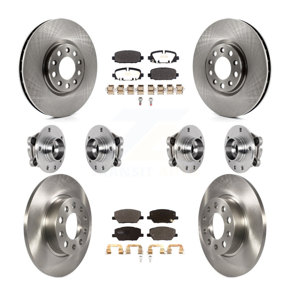 Front Rear Hub Bearing Assembly Disc Brake Rotor And Pads Kit (10Pc) For Jeep Compass AWD KBB-126823