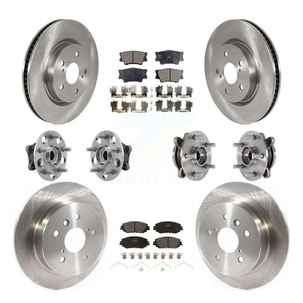 Front Rear Hub Bearing Disc Brake Rotor And Semi-Metallic Pad Kit (10Pc) For Toyota Camry KBB-126827