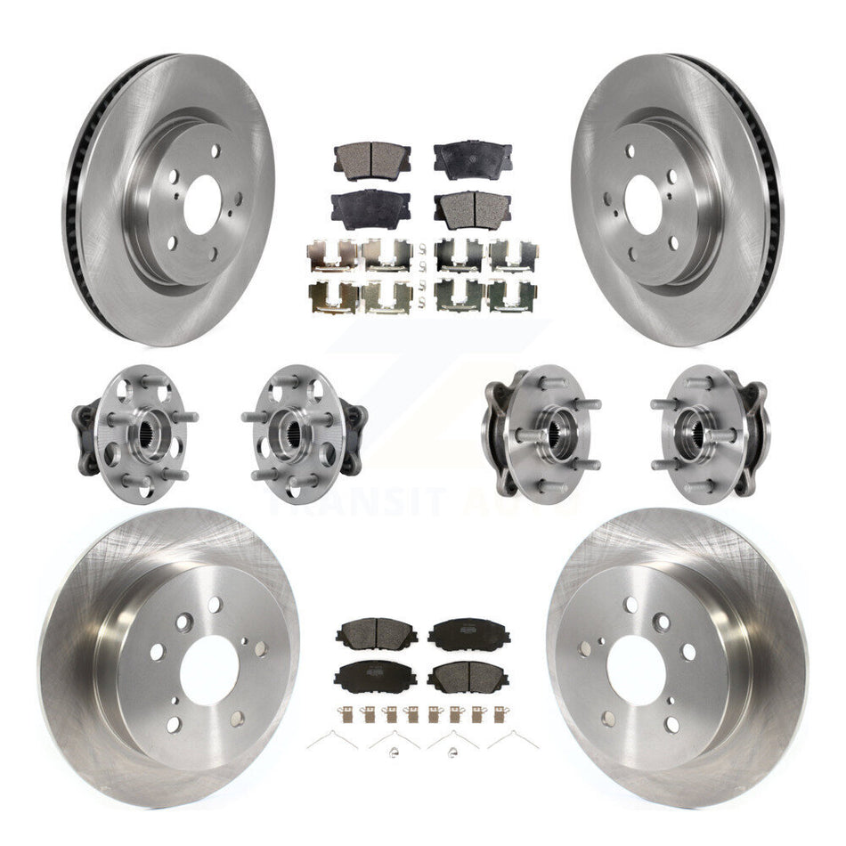 Front Rear Hub Bearing Disc Brake Rotor And Semi-Metallic Pad Kit (10Pc) For Toyota Camry KBB-126827