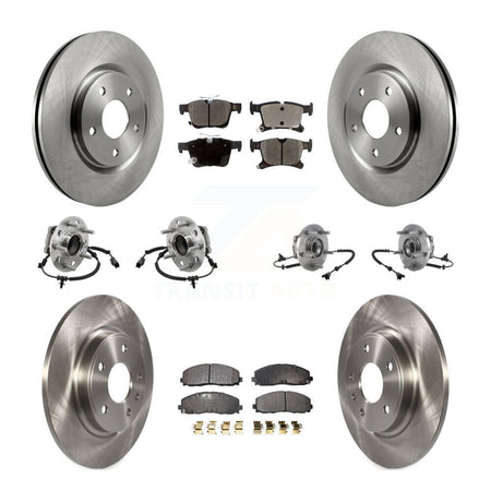 Front Rear Hub Bearing Assembly Disc Brake Rotor And Pad Kit (10Pc) For Chrysler Pacifica KBB-126831