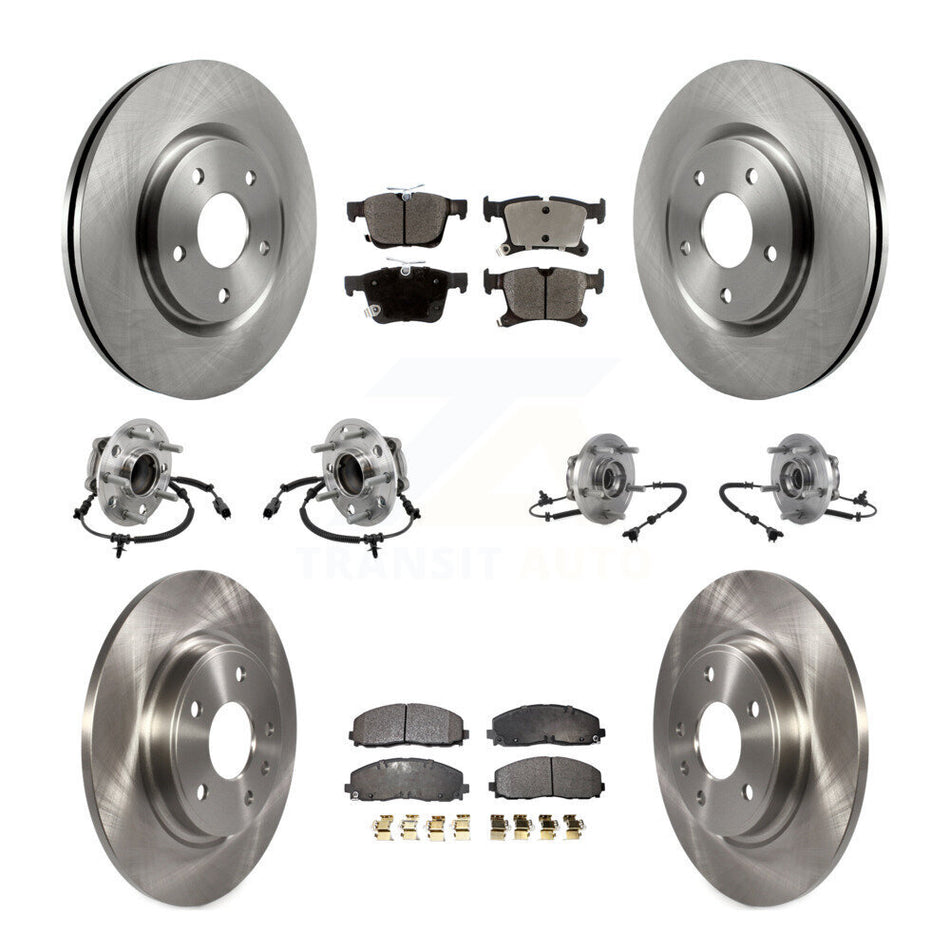 Front Rear Hub Bearing Assembly Disc Brake Rotor And Pad Kit (10Pc) For Chrysler Pacifica KBB-126831