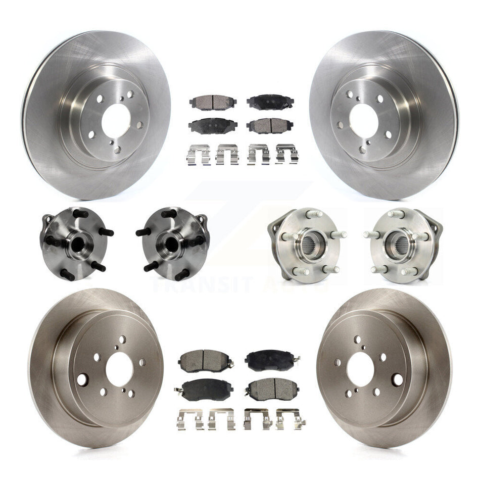 Front Rear Hub Bearings Assembly Disc Brake Rotors And Pads Kit (10Pc) For Subaru Impreza KBB-126834