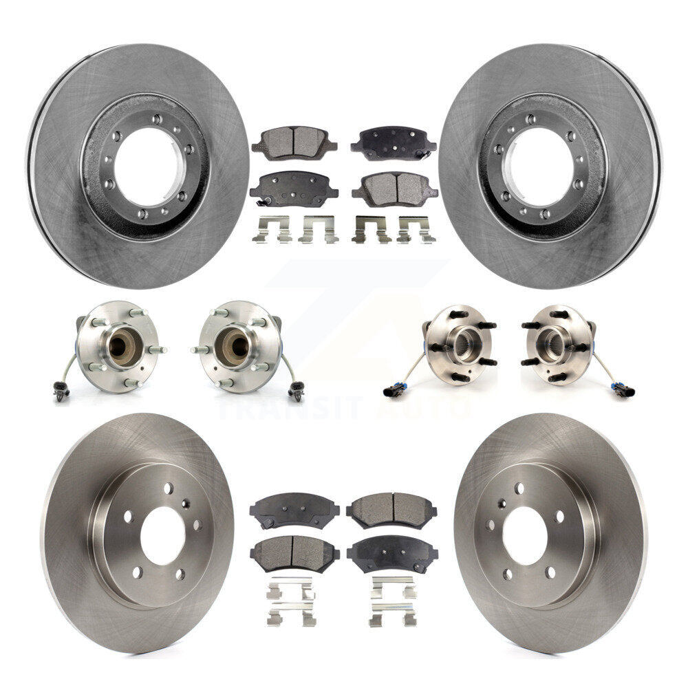 Front Rear Hub Bearing Brake Rotor Pads Kit (10Pc) For 2005 Pontiac Montana 3 Hole Flange KBB-126836