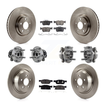 Front Rear Hub Bearings Disc Brake Rotors And Pads Kit (10Pc) For Lincoln Continental FWD KBB-126840