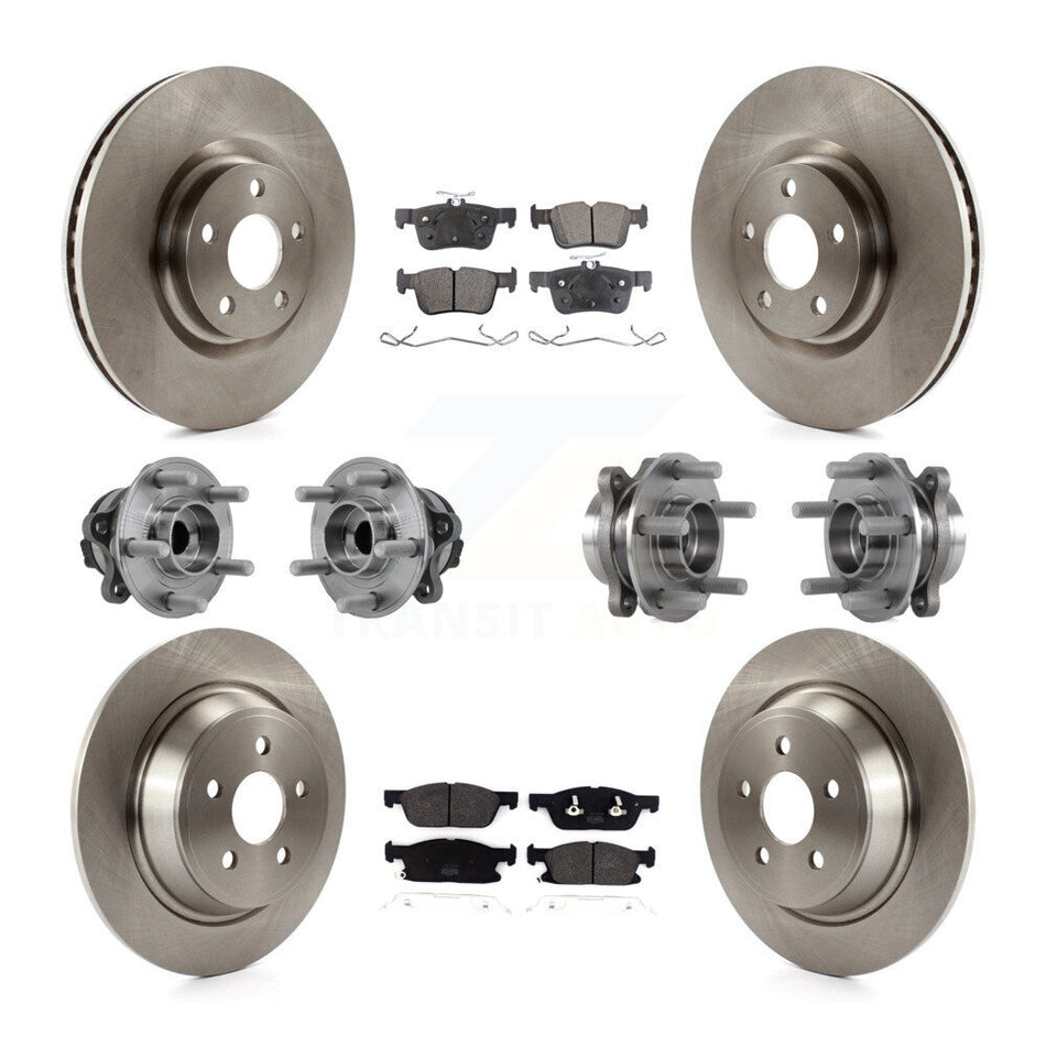 Front Rear Hub Bearings Disc Brake Rotors And Pads Kit (10Pc) For Lincoln Continental FWD KBB-126840