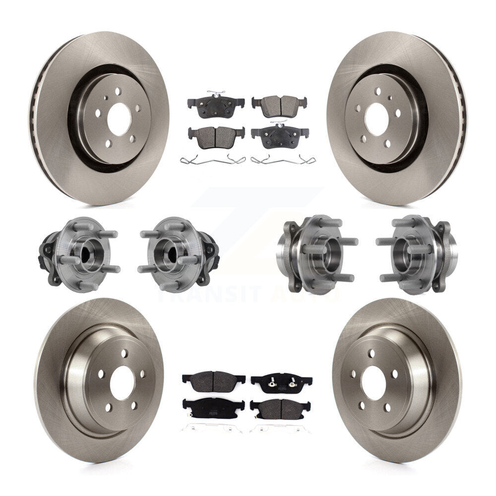 Front Rear Hub Bearings Disc Brake Rotors And Pads Kit (10Pc) For Lincoln Continental FWD KBB-126841