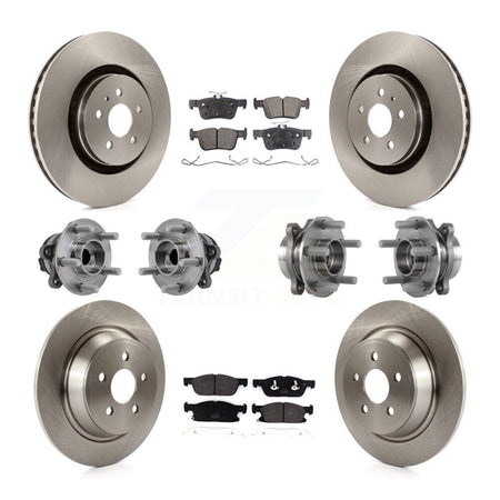 Front Rear Hub Bearings Disc Brake Rotors And Pads Kit (10Pc) For Lincoln Continental FWD KBB-126841