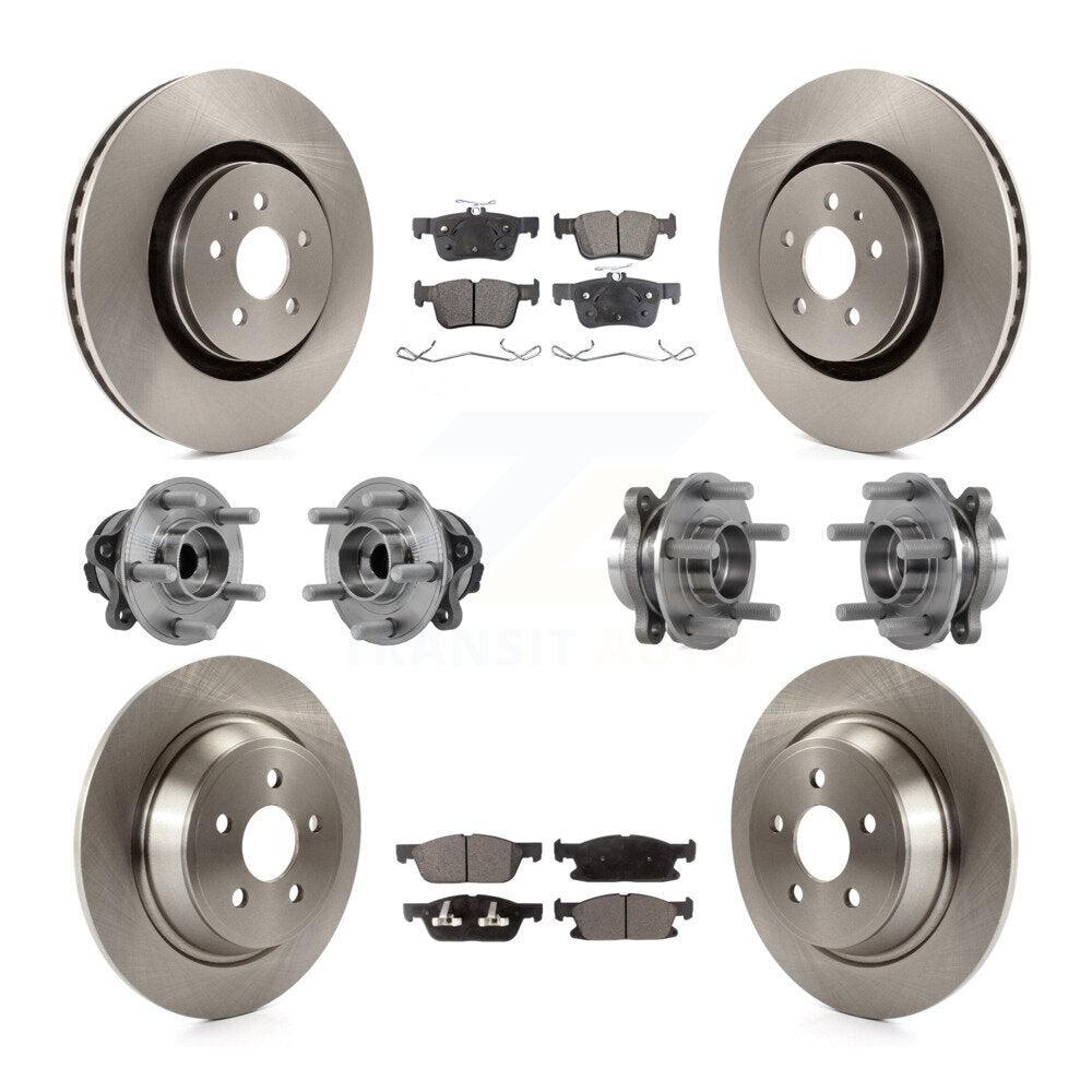 Front Rear Hub Bearing Brake Rotor Pads Kit (10Pc) For Ford Edge Lincoln Nautilus MKX FWD KBB-126845