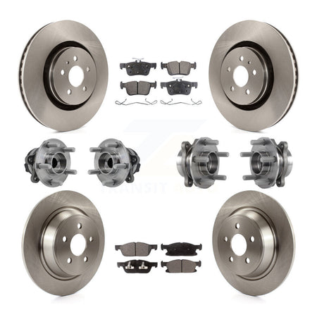 Front Rear Hub Bearing Brake Rotor Pads Kit (10Pc) For Ford Edge Lincoln Nautilus MKX FWD KBB-126845