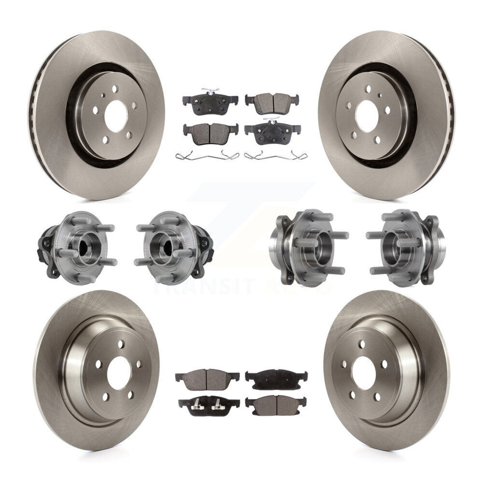 Front Rear Hub Bearing Brake Rotor Pads Kit (10Pc) For Ford Edge Lincoln Nautilus MKX FWD KBB-126845