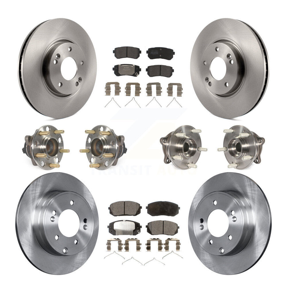 Front Rear Hub Bearings Assembly Disc Brake Rotors And Pads Kit (10Pc) For Hyundai Sonata KBB-126846