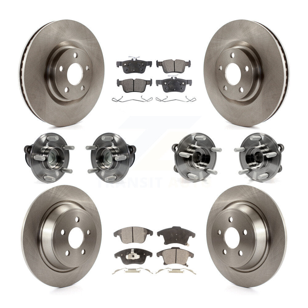 Front Rear Hub Bearing Brake Rotor & Pad Kit (10Pc) For 2019-2020 Ford SSV Plug-In Hybrid KBB-126857