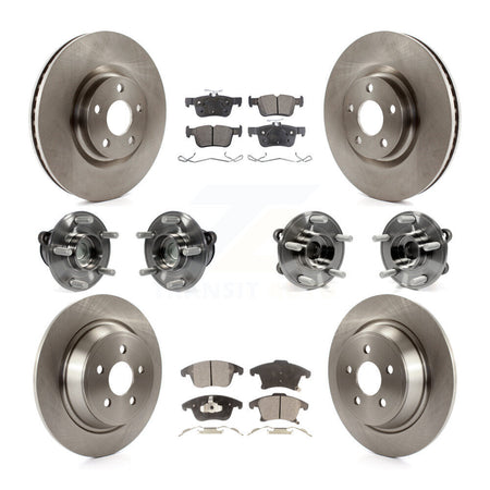 Front Rear Hub Bearing Brake Rotor & Pad Kit (10Pc) For 2019-2020 Ford SSV Plug-In Hybrid KBB-126857