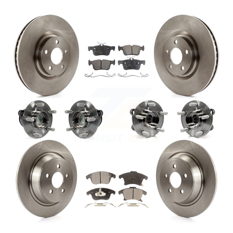 Front Rear Hub Bearing Brake Rotor & Pad Kit (10Pc) For 2019-2020 Ford SSV Plug-In Hybrid KBB-126857