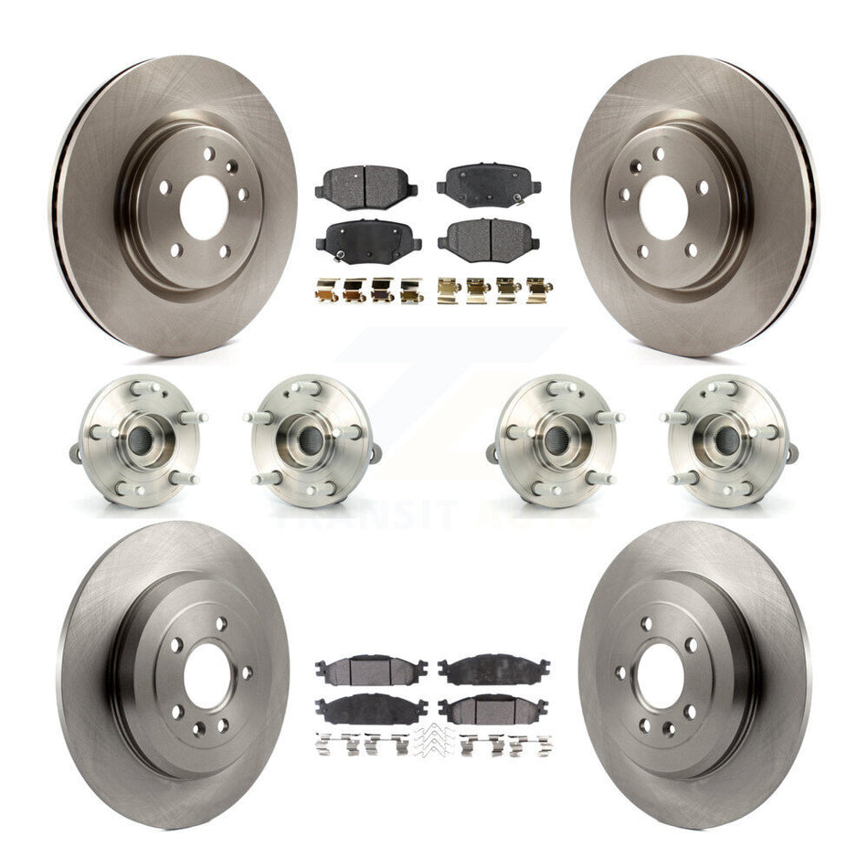 Front Rear Hub Bearing Brake Rotor Pads Kit (10Pc) For 15 Ford Explorer Limited/Sport/XLT KBB-126860