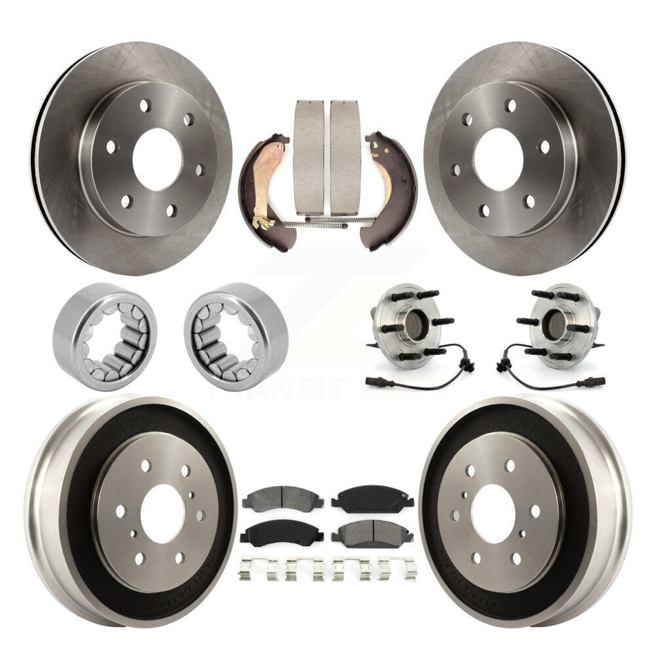 Front Rear Hub Bearings Disc Brake Rotors And Pads Shoes Kit (10Pc) For GMC Sierra 1500 KBB-126869