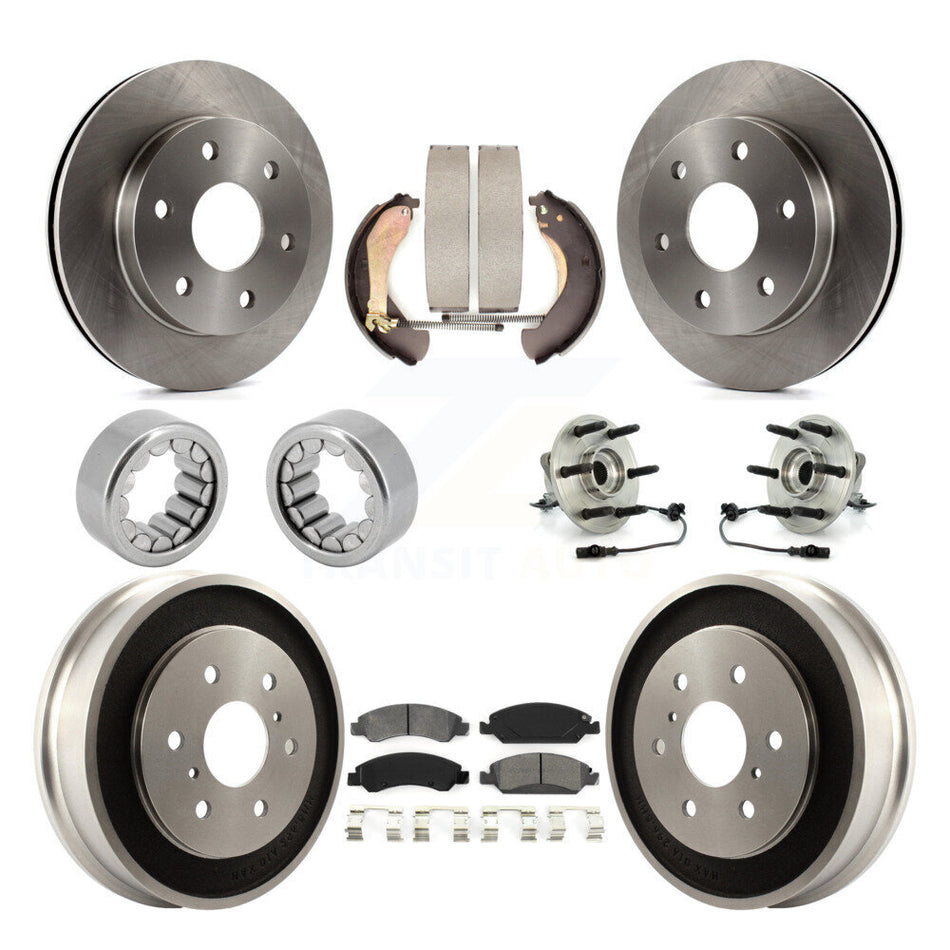 Front Rear Hub Bearings Disc Brake Rotors And Pads Shoes Kit (10Pc) For GMC Sierra 1500 KBB-126870