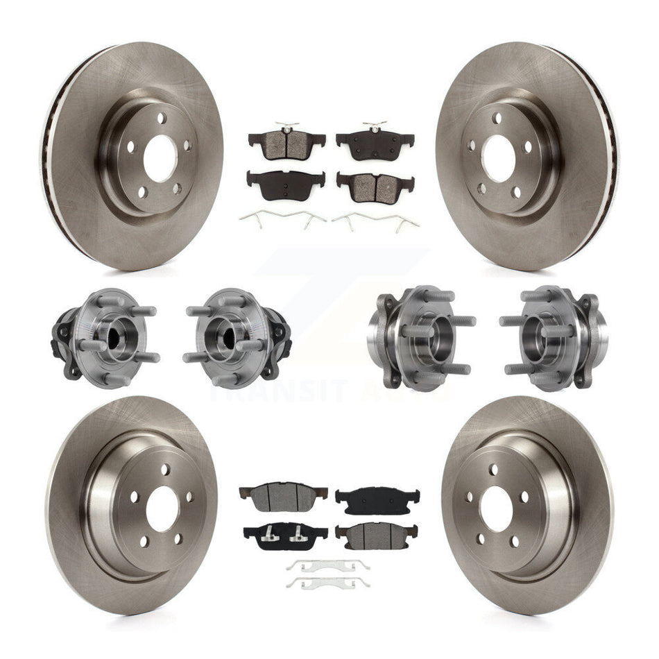 Front Rear Hub Bearings Disc Brake Rotors And Pads Kit (10Pc) For 2015-2018 Ford Edge FWD KBB-126871