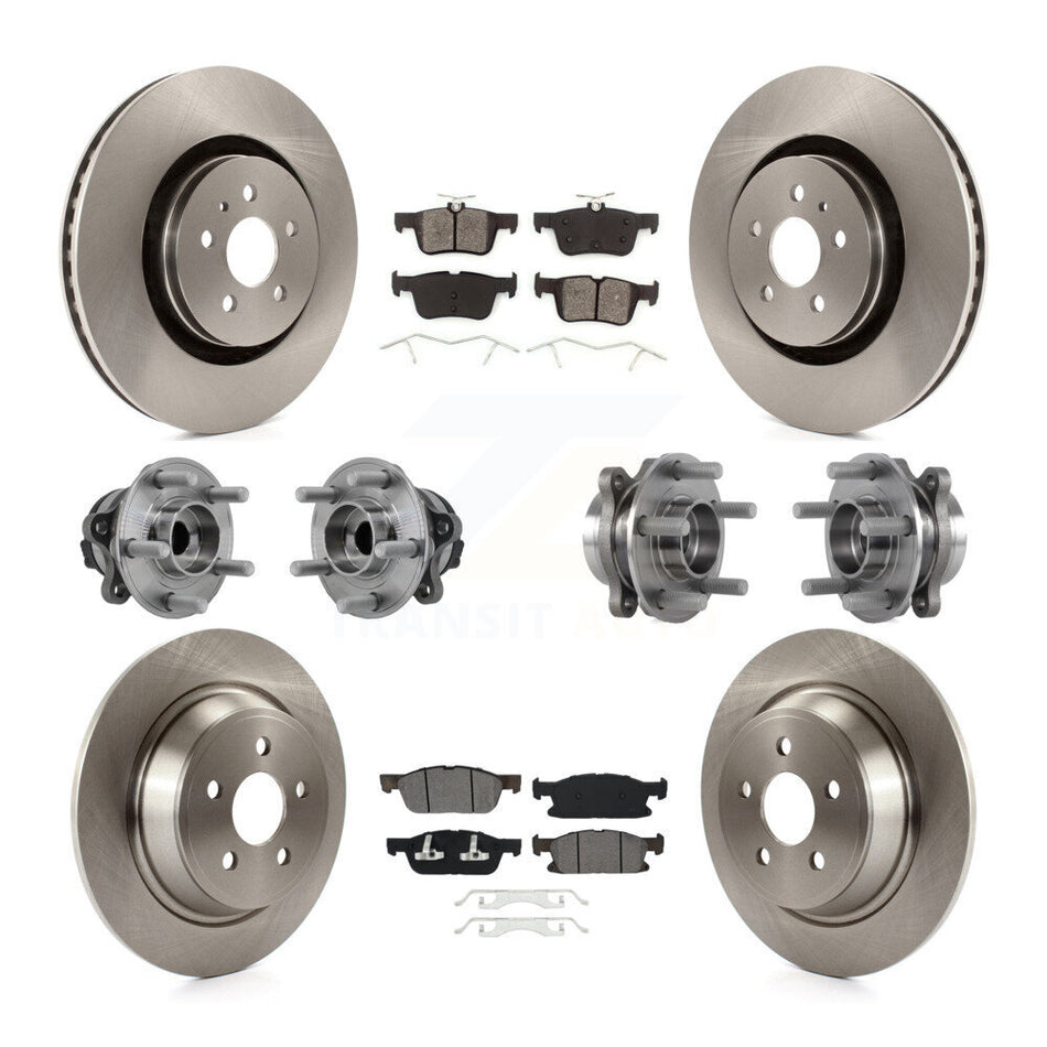 Front Rear Hub Bearing Brake Rotor Pads Kit (10Pc) For Ford Edge Lincoln Nautilus MKX FWD KBB-126872