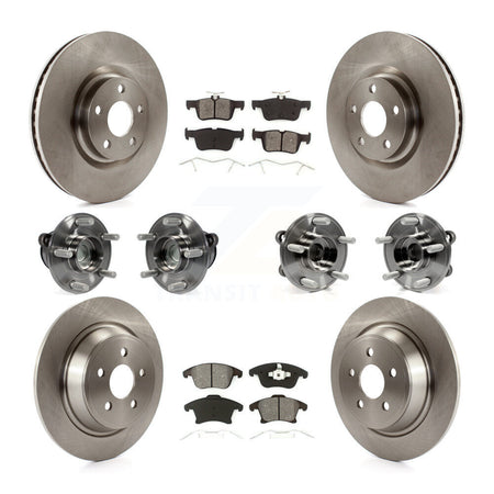 Front Rear Hub Bearing Brake Rotor & Pad Kit (10Pc) For 2019-2020 Ford SSV Plug-In Hybrid KBB-126874
