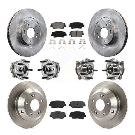 Front Rear Hub Bearing Disc Brake Rotor And Pads Kit (10Pc) For 2016-2020 Kia Sorento FWD KBB-126877