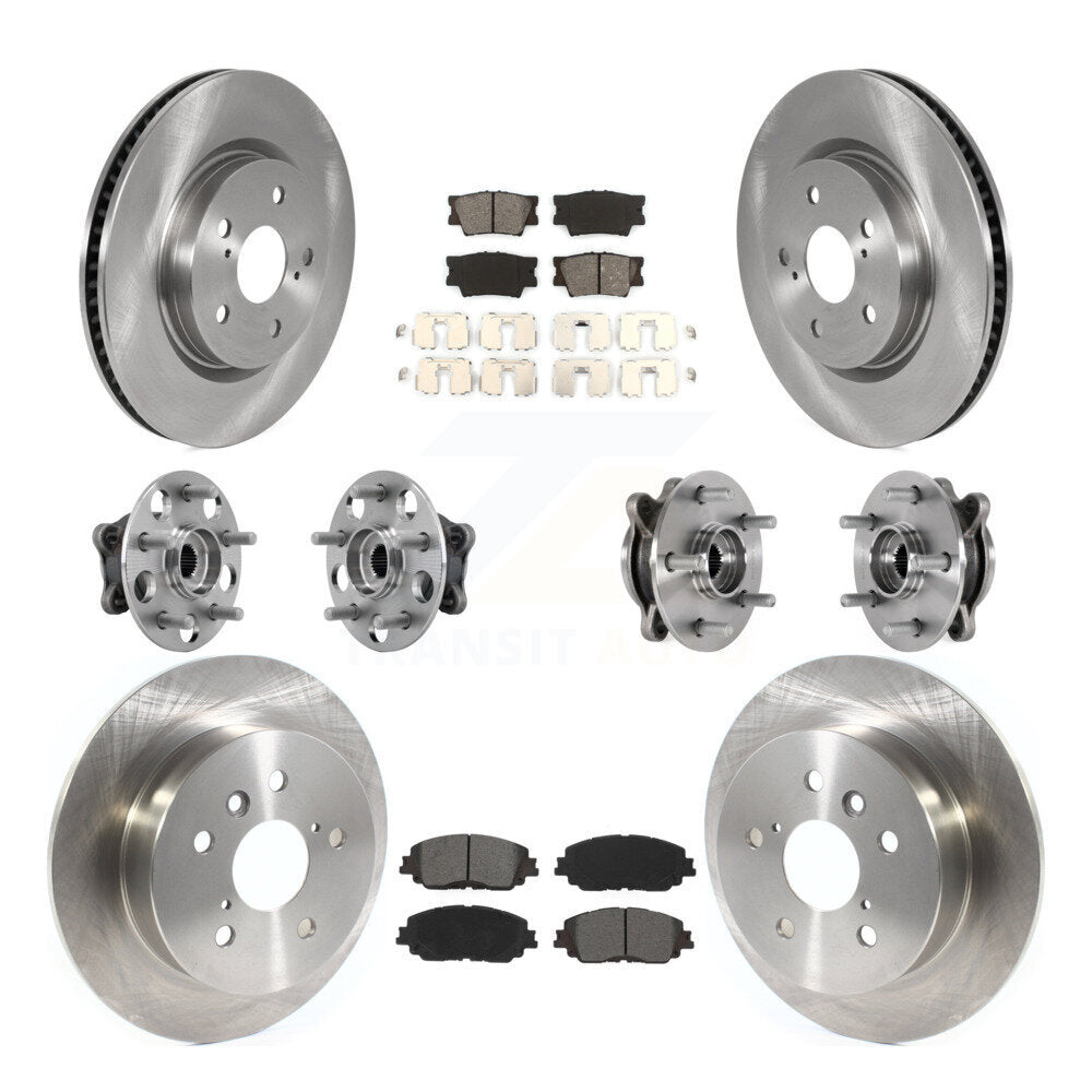 Front Rear Hub Bearing Disc Brake Rotor And Semi-Metallic Pad Kit (10Pc) For Toyota Camry KBB-126879