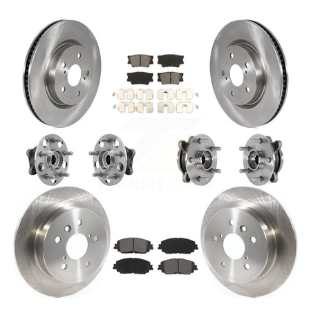 Front Rear Hub Bearing Disc Brake Rotor And Semi-Metallic Pad Kit (10Pc) For Toyota Camry KBB-126879