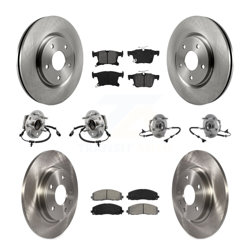 Front Rear Hub Bearing Assembly Disc Brake Rotor And Pad Kit (10Pc) For Chrysler Pacifica KBB-126889