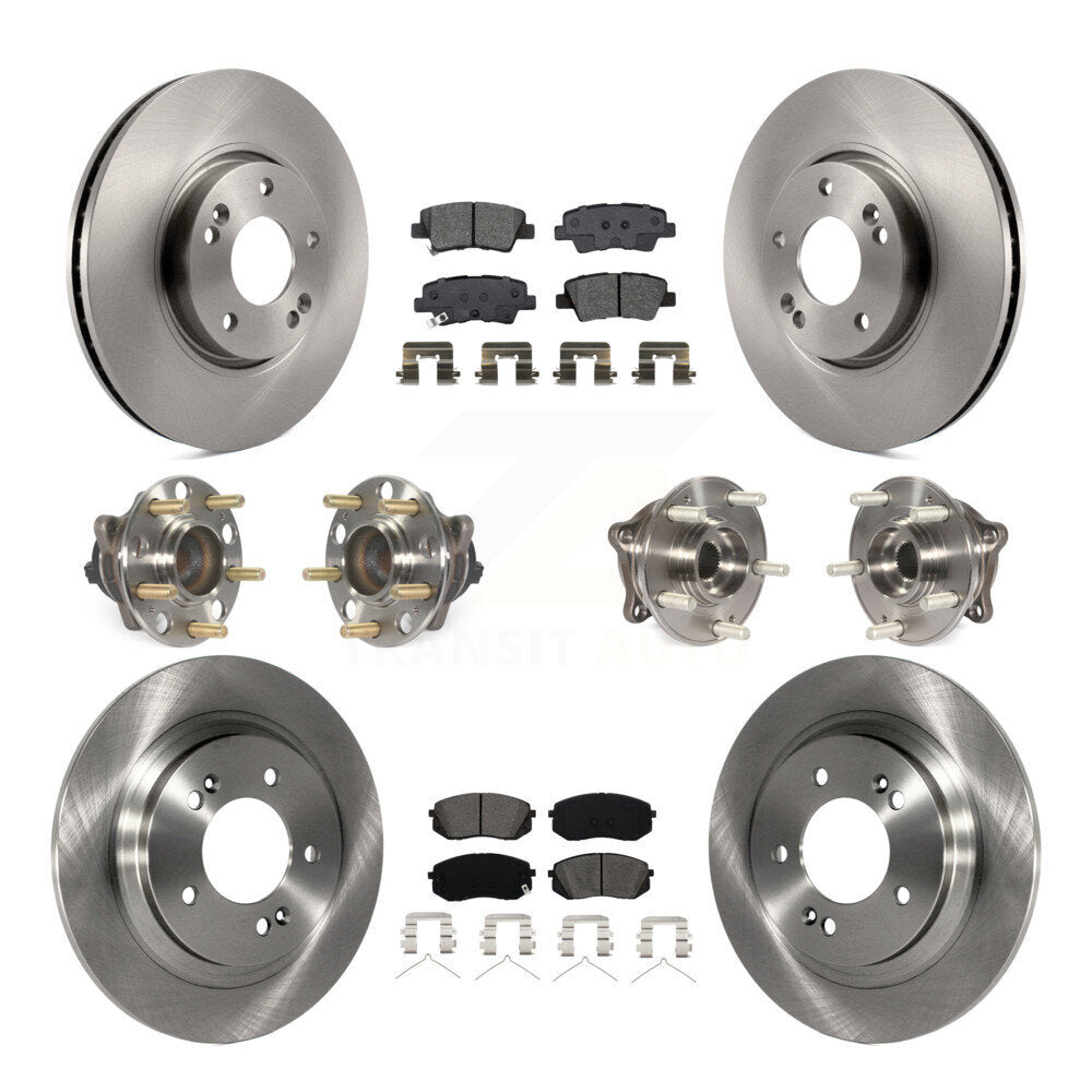 Front Rear Hub Bearings Assembly Disc Brake Rotors And Pads Kit (10Pc) For Hyundai Sonata KBB-126890