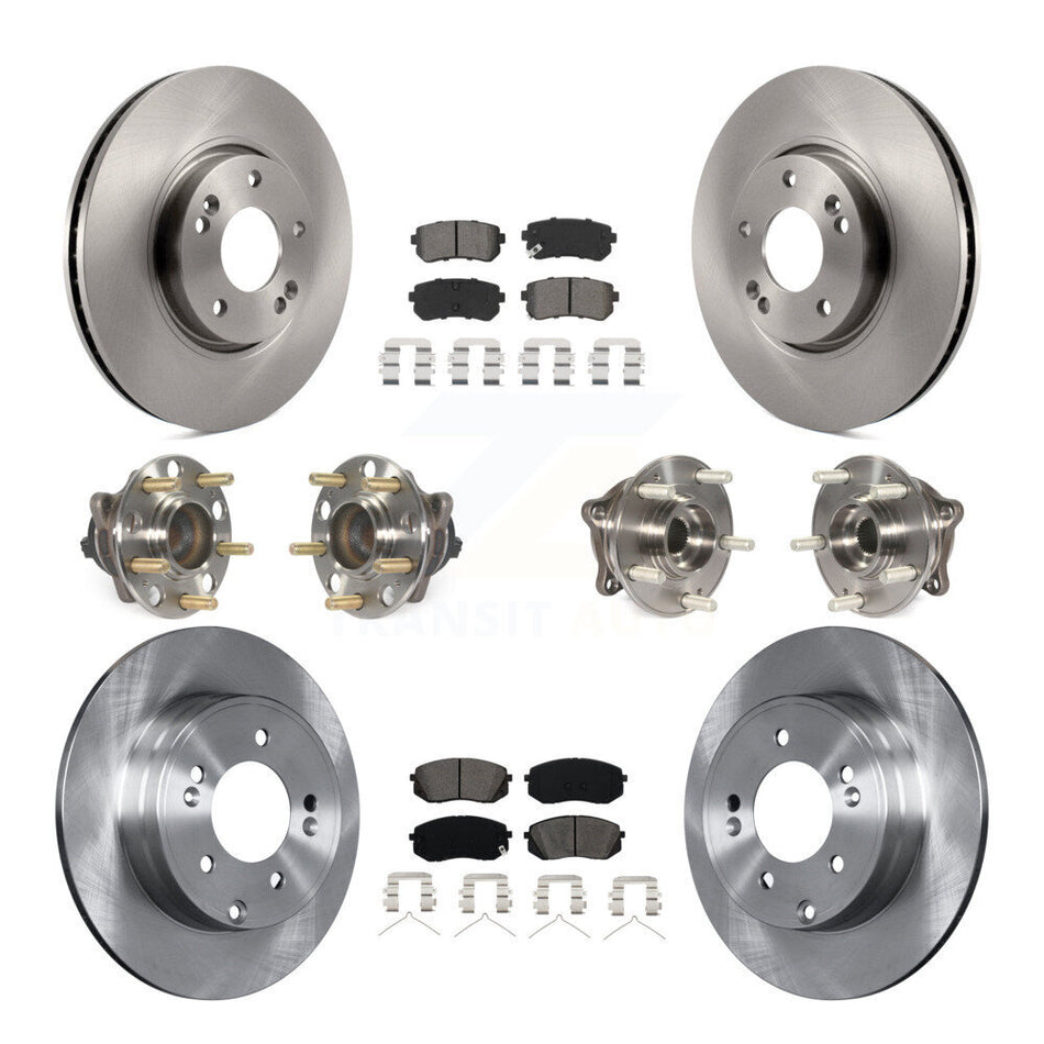 Front Rear Hub Bearings Assembly Disc Brake Rotors And Pads Kit (10Pc) For Hyundai Sonata KBB-126891