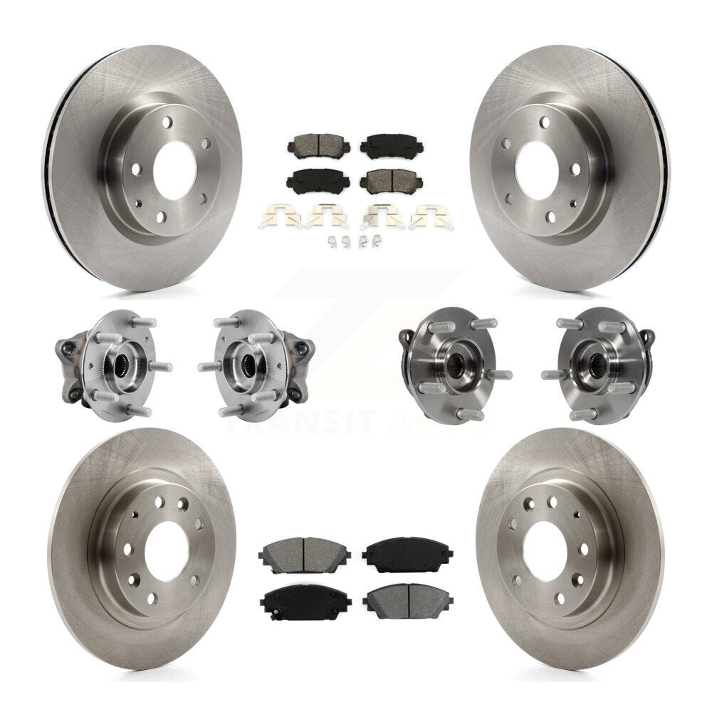 Front Rear Hub Bearing Disc Brake Rotors And Pads Kit (10Pc) For 2016-2018 Mazda CX-3 AWD KBB-126899