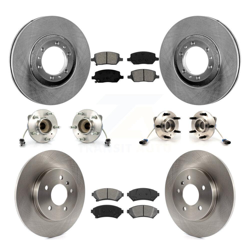 Front Rear Hub Bearing Brake Rotor Pads Kit (10Pc) For 2005 Pontiac Montana 3 Hole Flange KBB-126901