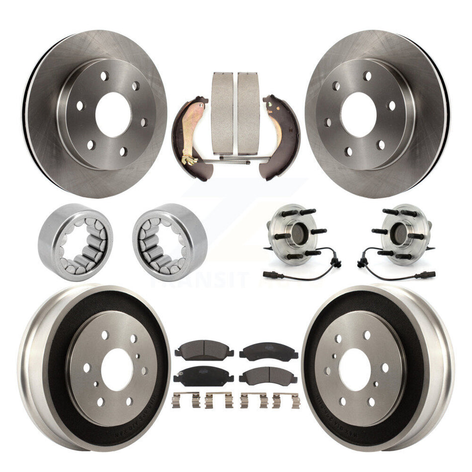 Front Rear Hub Bearings Disc Brake Rotors And Pads Shoes Kit (10Pc) For GMC Sierra 1500 KBB-126904
