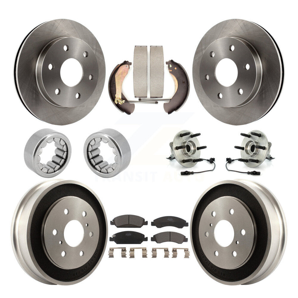 Front Rear Hub Bearings Disc Brake Rotors And Pads Shoes Kit (10Pc) For GMC Sierra 1500 KBB-126905